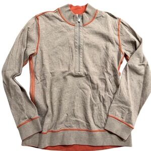 Tommy Bahama Beige Half-Zip Sweater with Orange Trim